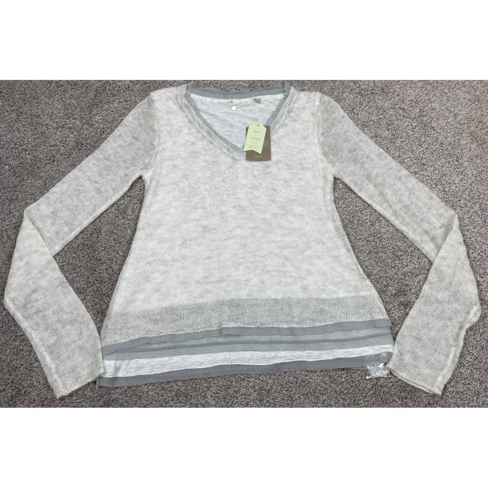Knitted & Knotted Sweater Womens XS Anthropologie Gray Alpaca Wool Light Top NEW